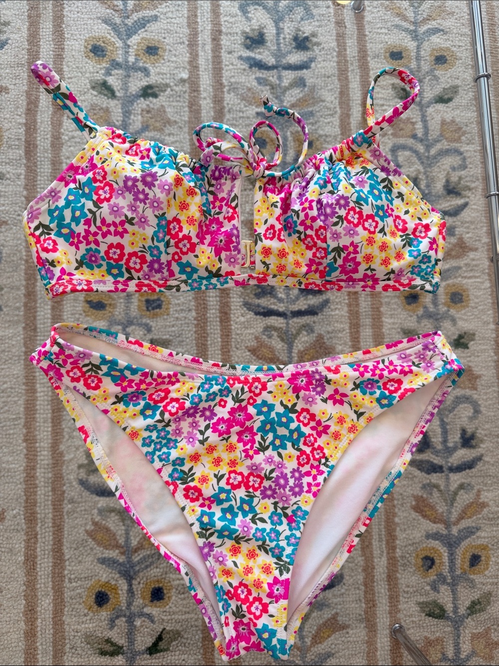 California Waves Floral Bikini Top & Bottom - 🩷🩵💜💛